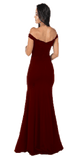 Burgundy Off-the-Shoulder Mermaid Long Prom Dress