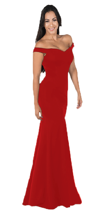 Red Off-the-Shoulder Mermaid Long Prom Dress