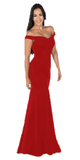 Red Off-the-Shoulder Mermaid Long Prom Dress