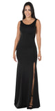 Poly USA 8168 Black Long Formal Dress with Sheer Side Cut-Outs and Slit