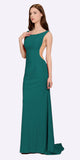 Poly USA 8168 Green Long Formal Dress with Sheer Side Cut-Outs and Slit