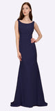 Poly USA 8168 Navy Blue Long Formal Dress with Sheer Side Cut-Outs and Slit