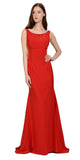 Poly USA 8168 Red Long Formal Dress with Sheer Side Cut-Outs and Slit
