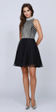 Halter High-Neckline Embellished Bodice Short Prom Dress Black