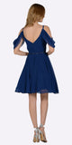 Navy Blue Cold Shoulder Homecoming Short Dress V-Neck 