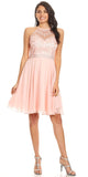 Halter Short Fit and Flare Homecoming Dress Dusty Pink