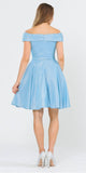Poly USA 8224 Off-Shoulder Blue Homecoming Short Dress with Pockets