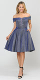 Poly USA 8224 Off-Shoulder Royal Blue Homecoming Short Dress with Pockets
