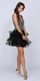 Black Plunging V-Neck Ruffled Skirt Homecoming Short Dress 