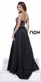 Black Strapless Animal Print Bodice Satin Skirt Long Prom Dress