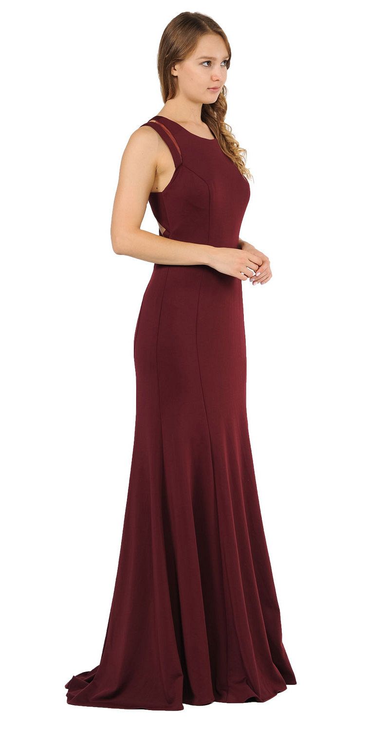 Burgundy Long Prom Dress with Stylish Open Back