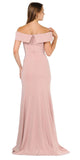 Poly USA 8258 Rose Gold Off-Shoulder Long Formal Dress with Slit