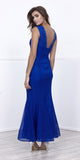 Jeweled Neckline Fit and Flare Sleeveless Gown Royal Blue