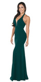 Poly USA 8262 Deep V-Neck Halter Long Prom Dress Green