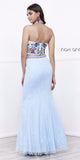 Embroidered Halter Top Lace Mermaid Skirt Two-Piece Prom Gown Aqua