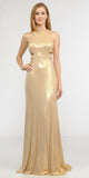 Gold Metallic Foil Sleeveless Long Formal Dress with Side Cut-Outs