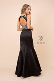 Nox Anabel 8287 Black Mermaid 2-Piece Gown Lace Embroidered Crop Top