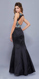 Lace Embroidered Crop Top Mermaid Two-Piece Prom Gown Black