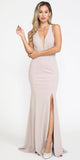 Poly USA 8298 Cut-Out Back Fitted Mermaid Long Dress Slit
