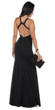 Cut-Out Back Mermaid Long Prom Dress with Slit Black