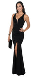 Cut-Out Back Mermaid Long Prom Dress with Slit Black