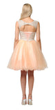 Champagne Homecoming Short Dress Cut-Out Lace Up Back