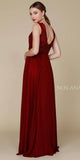 Burgundy Cap Sleeves Lace Bodice Chiffon A-line Long Formal Dress