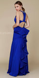 Nox Anabel 8315 Long Royal Blue Mermaid Dress Beaded V-Neck Ruffled Back