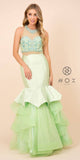 Nox Anabel 8332 Ruffled Mermaid Dress Mock 2-Piece High Neck