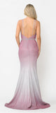 Wine Ombre Mermaid Style Long Prom Dress V-Neck