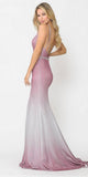 Wine Ombre Mermaid Style Long Prom Dress V-Neck