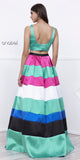 Sleeveless Crop Top Multi-Color Two-Piece Floor Length Prom Dress