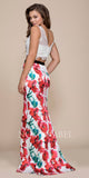 Nox Anabel 8342 White 2-Piece Mermaid Dress Sleeveless Flower Print