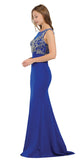 Royal Blue Mermaid Sleeveless Prom Gown with Keyhole Back