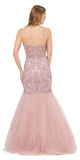 Embroidered-Lace Mermaid Long Prom Dress Mauve
