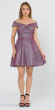Poly USA 8356 Magenta Homecoming Short Dress Off-Shoulder 