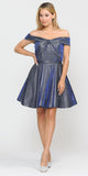 Poly USA 8356 Royal Blue Homecoming Short Dress Off-Shoulder 