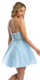 Ice Blue Strapless Homecoming Short Dress Embroidered