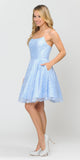 Poly USA 8388 Homecoming Short Dress with Pockets Baby Blue