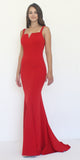 Poly USA 8392 Long Jersey Fitted Sexy Formal Mermaid Dress Red