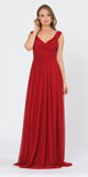 Off-Shoulder Ruched Bodice Long Formal Dress Dark Red