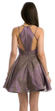 Stylish Back Metallic Short Homecoming Dress Purple/Gold