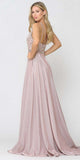 Poly USA 8414 Embellished Rose Gold Long Prom Dress with Pockets
