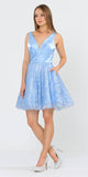 Baby Blue V-Neck Short Homecoming Dress with Pockets