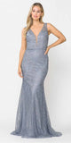 Glitter Lace Sleeveless Long Prom Dress Charcoal