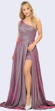 Poly USA 8430 Magenta One-Shoulder Long Prom Dress with Pockets