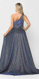 Poly USA 8430 Royal Blue One-Shoulder Long Prom Dress with Pockets