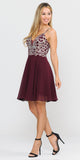 Poly USA 8434 Burgundy Homecoming Short Dress Embellished Bodice