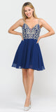 Poly USA 8434 Navy Blue Homecoming Short Dress Embellished Bodice