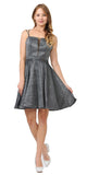 Silver Short Metallic Party Dress with Strappy Back